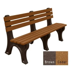 Recycled Plastic Outdoor Economy Bench with Back 6'