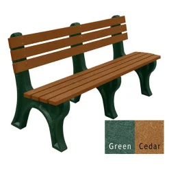 Recycled Plastic Outdoor Economy Bench with Back 6'