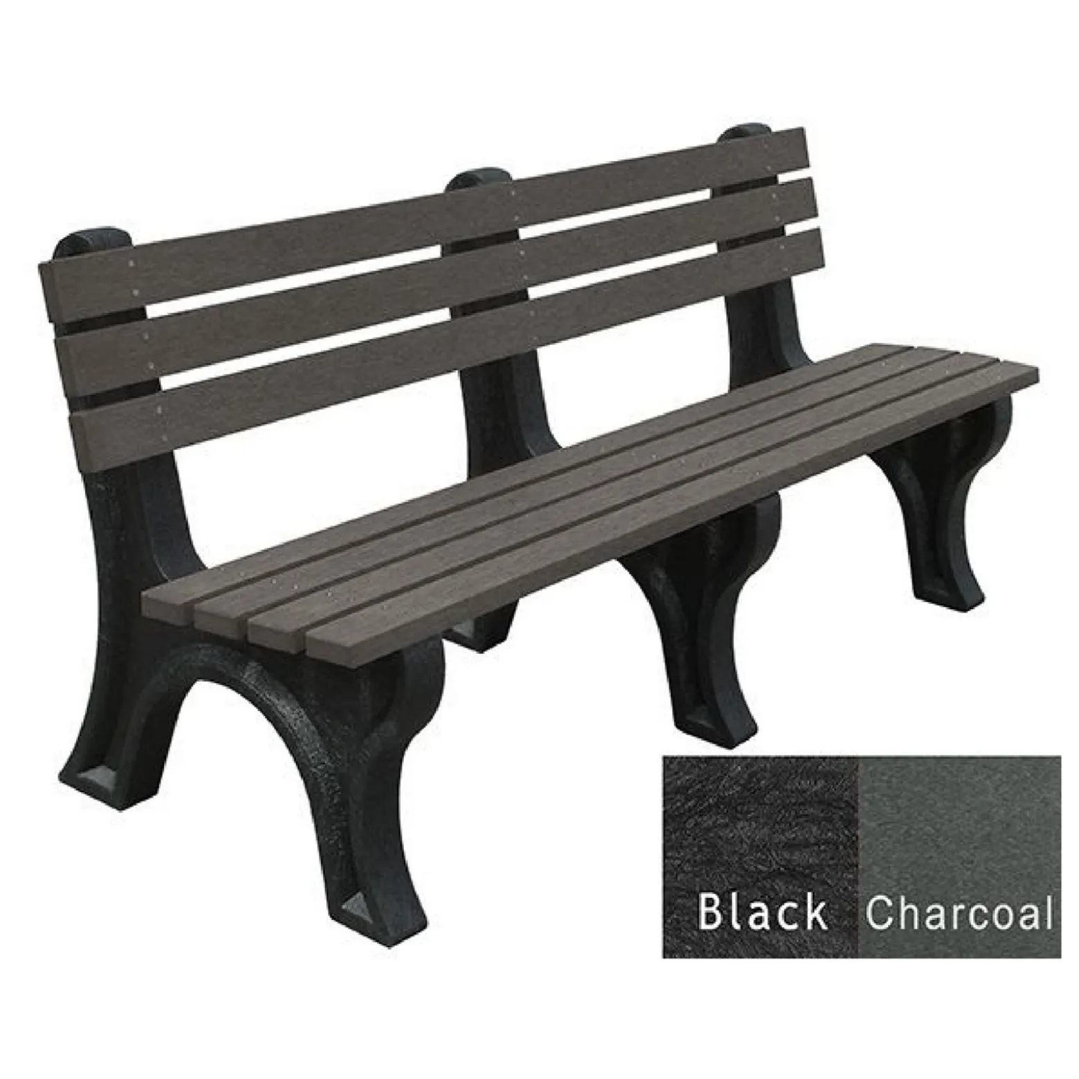 Recycled Plastic Outdoor Economy Bench with Back 6'