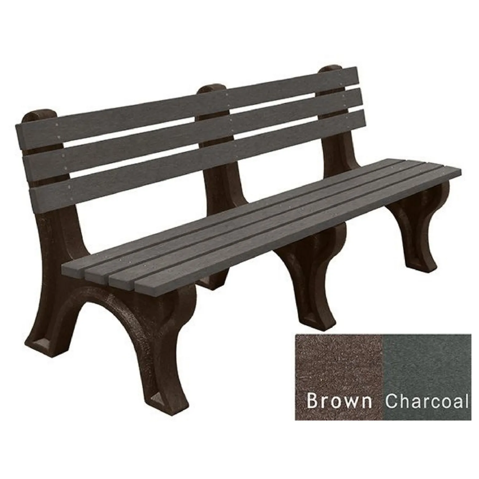 Recycled Plastic Outdoor Economy Bench with Back 6'