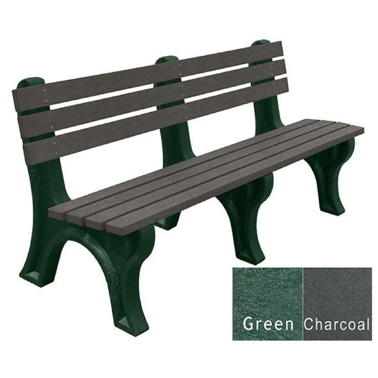 Recycled Plastic Outdoor Economy Bench with Back 6'