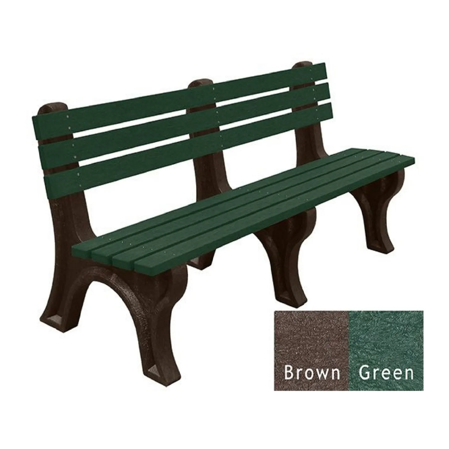 Recycled Plastic Outdoor Economy Bench with Back 6'