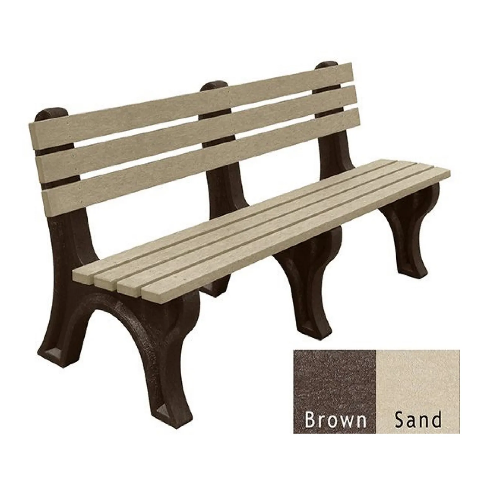 Recycled Plastic Outdoor Economy Bench with Back 6'