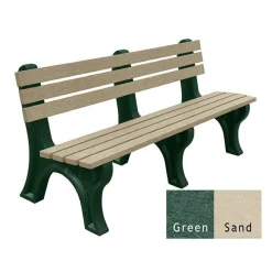 Recycled Plastic Outdoor Economy Bench with Back 6'