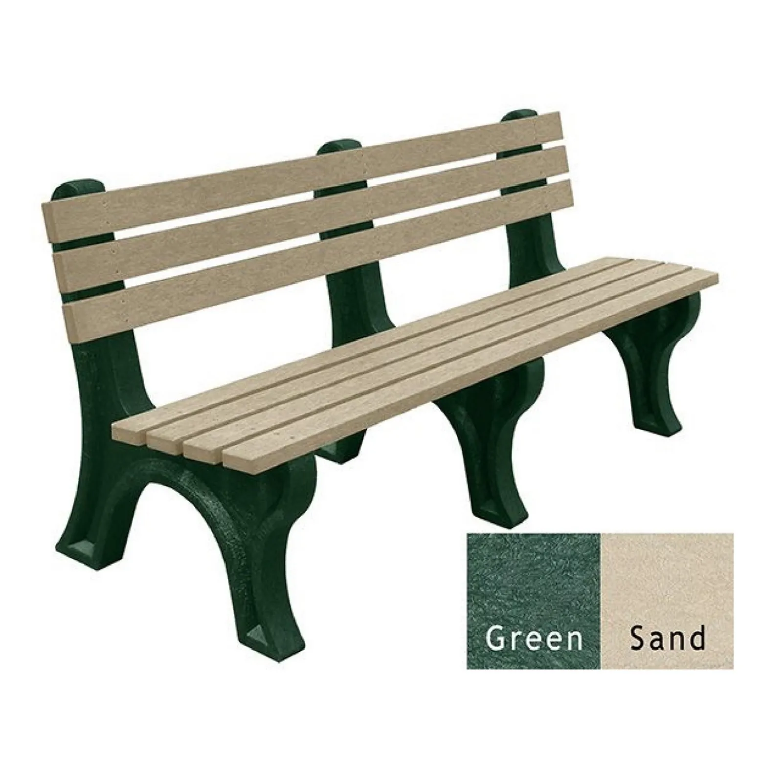 Recycled Plastic Outdoor Economy Bench with Back 6'