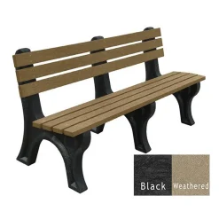 Recycled Plastic Outdoor Economy Bench with Back 6'