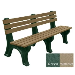 Recycled Plastic Outdoor Economy Bench with Back 6'