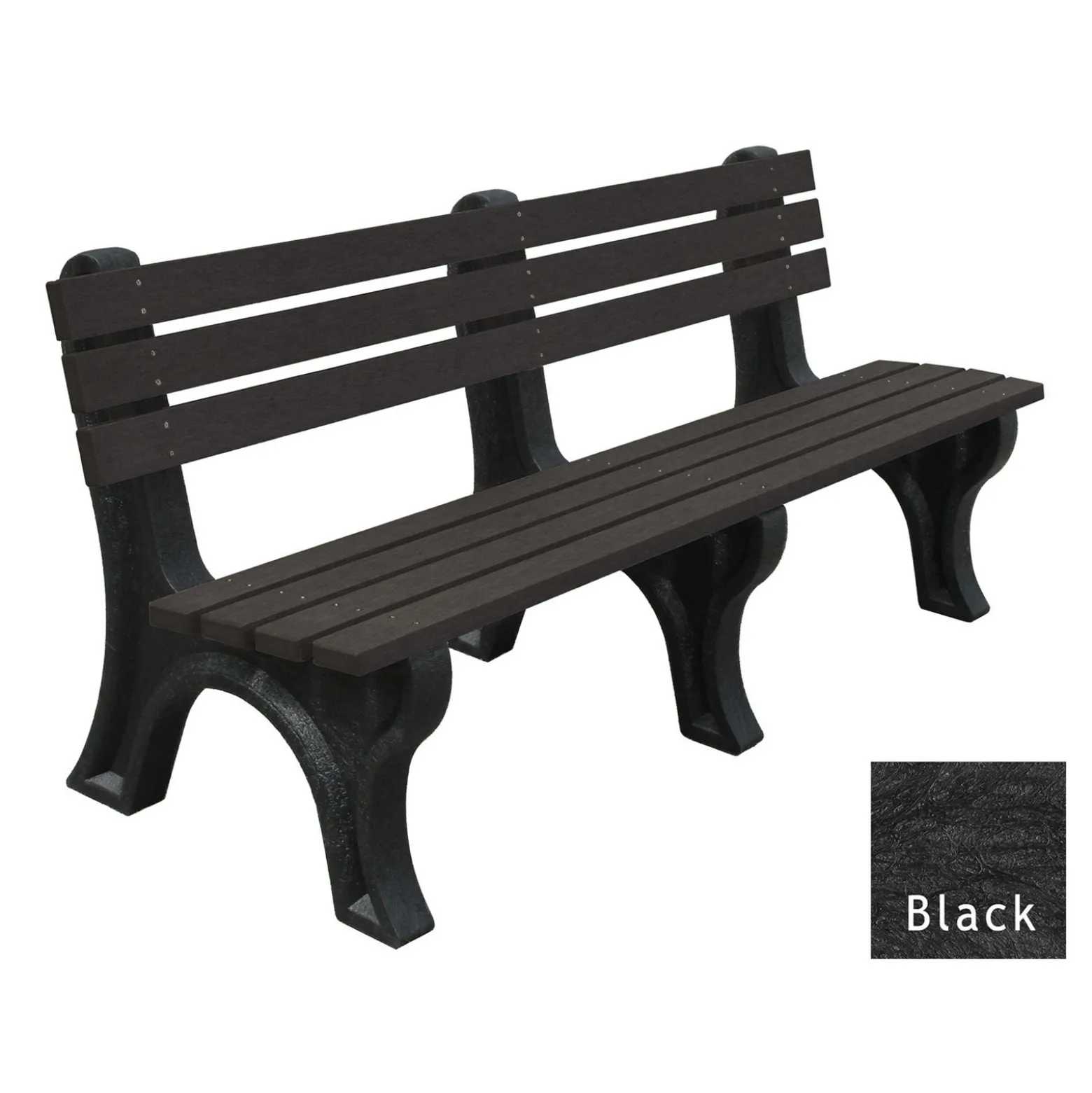 Recycled Plastic Outdoor Economy Bench with Back 6'