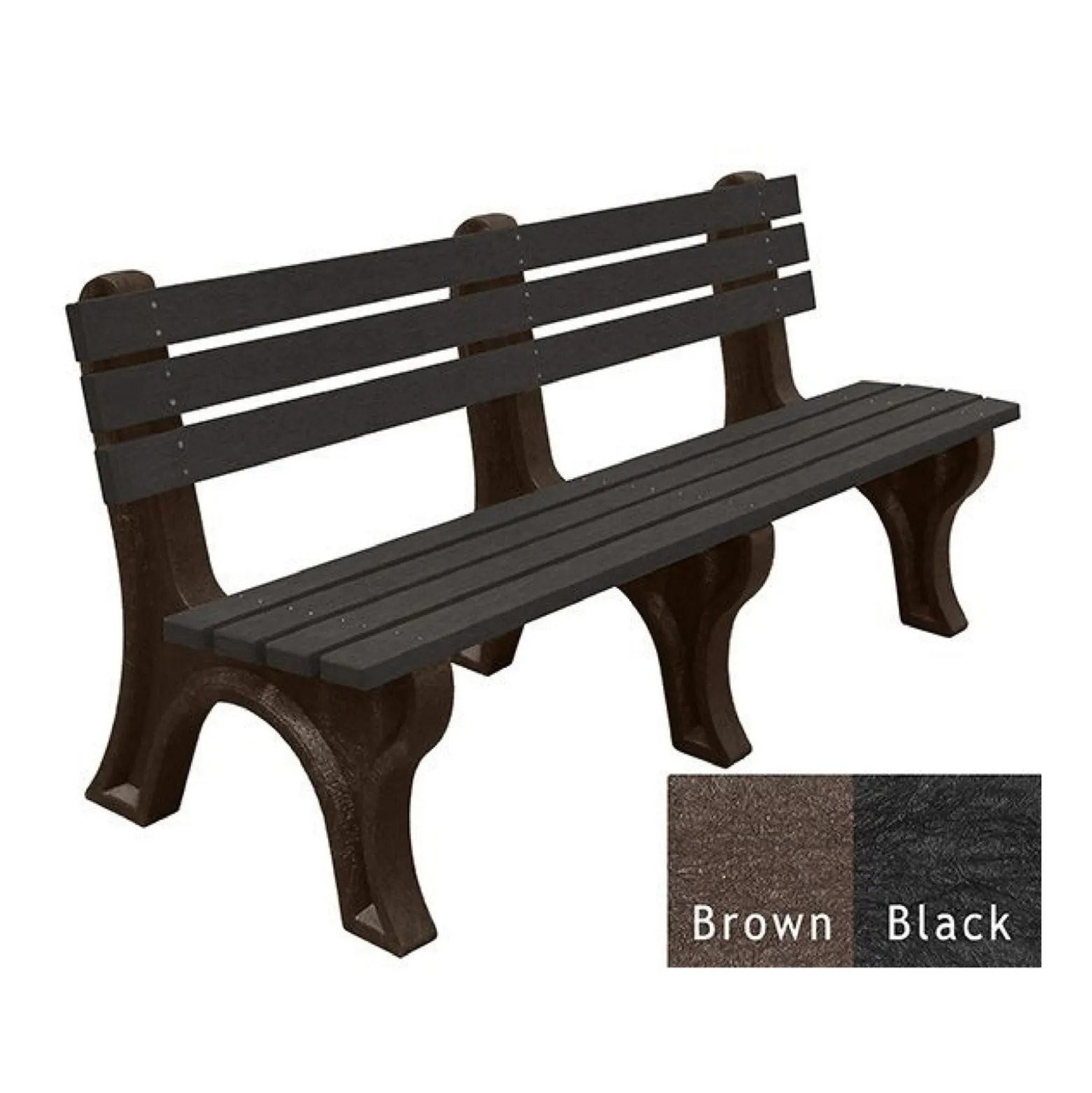Recycled Plastic Outdoor Economy Bench with Back 6'