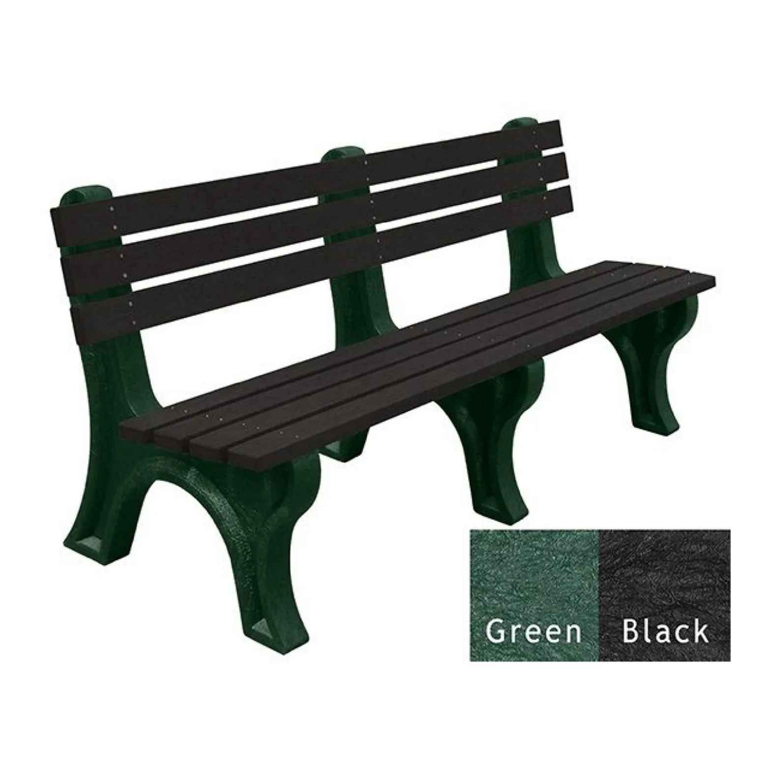 Recycled Plastic Outdoor Economy Bench with Back 6'