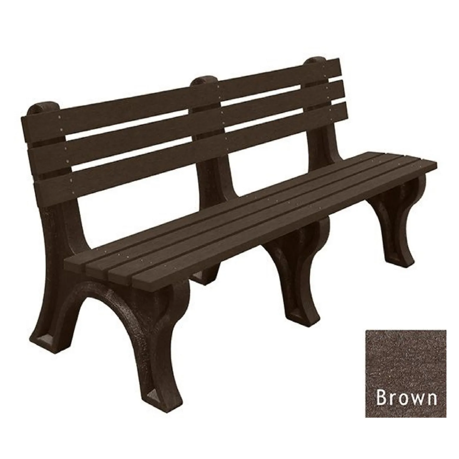 Recycled Plastic Outdoor Economy Bench with Back 6'