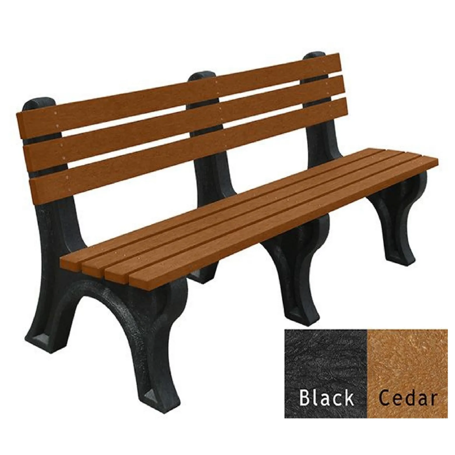 Recycled Plastic Outdoor Economy Bench with Back 6'