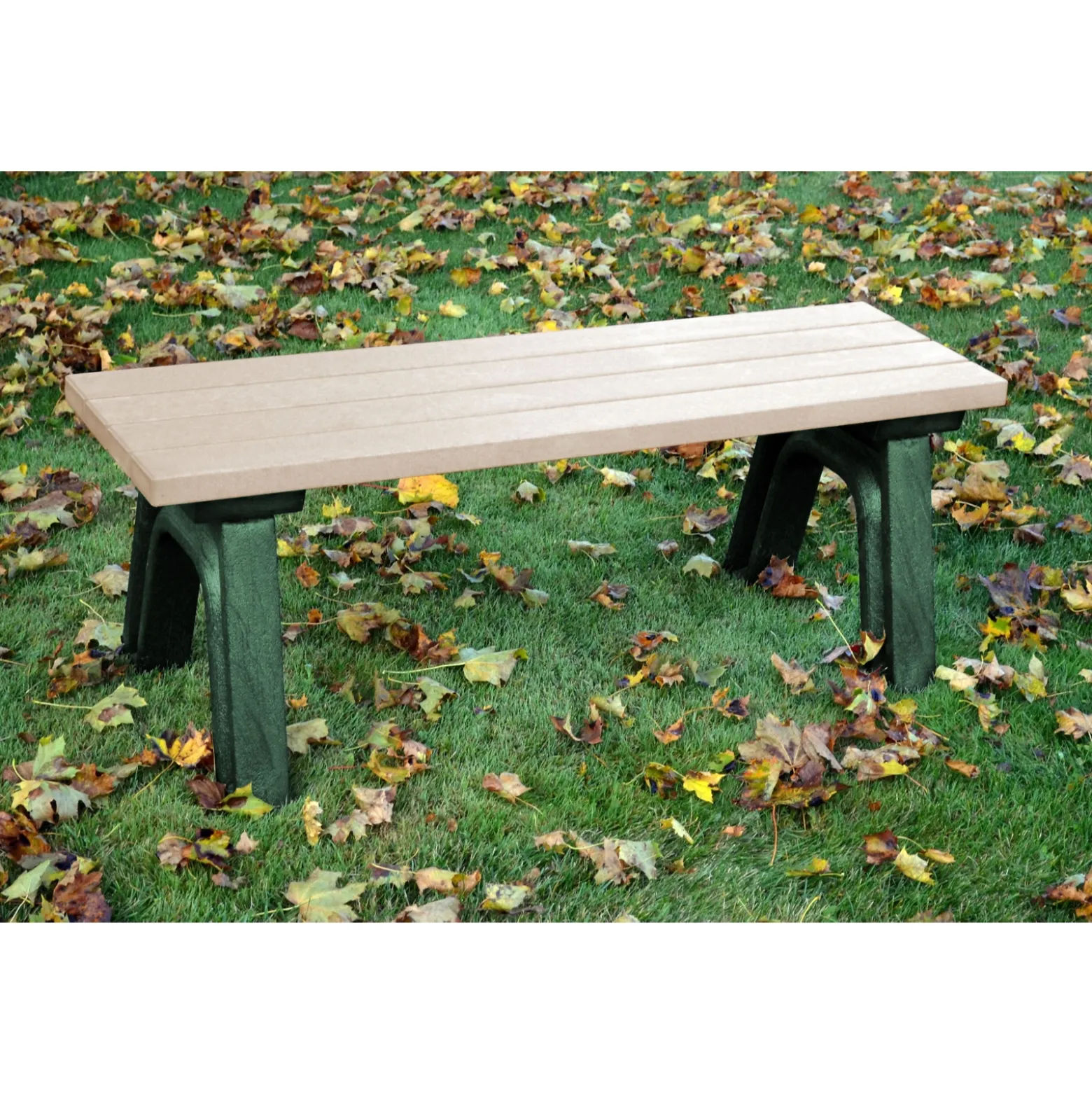 Recycled Plastic Outdoor Flat Bench - 4 Ft