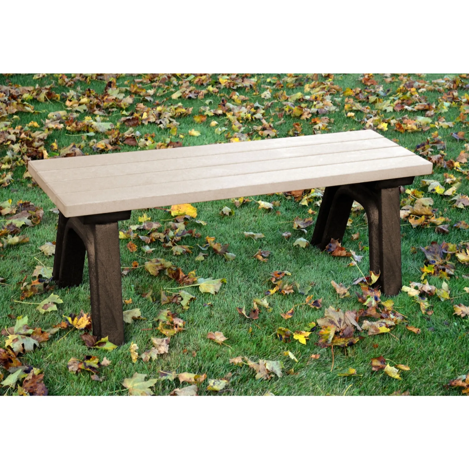Recycled Plastic Outdoor Flat Bench - 4 Ft