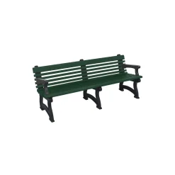 Recycled Plastic Outdoor Bench with Back and Arms - 72"W