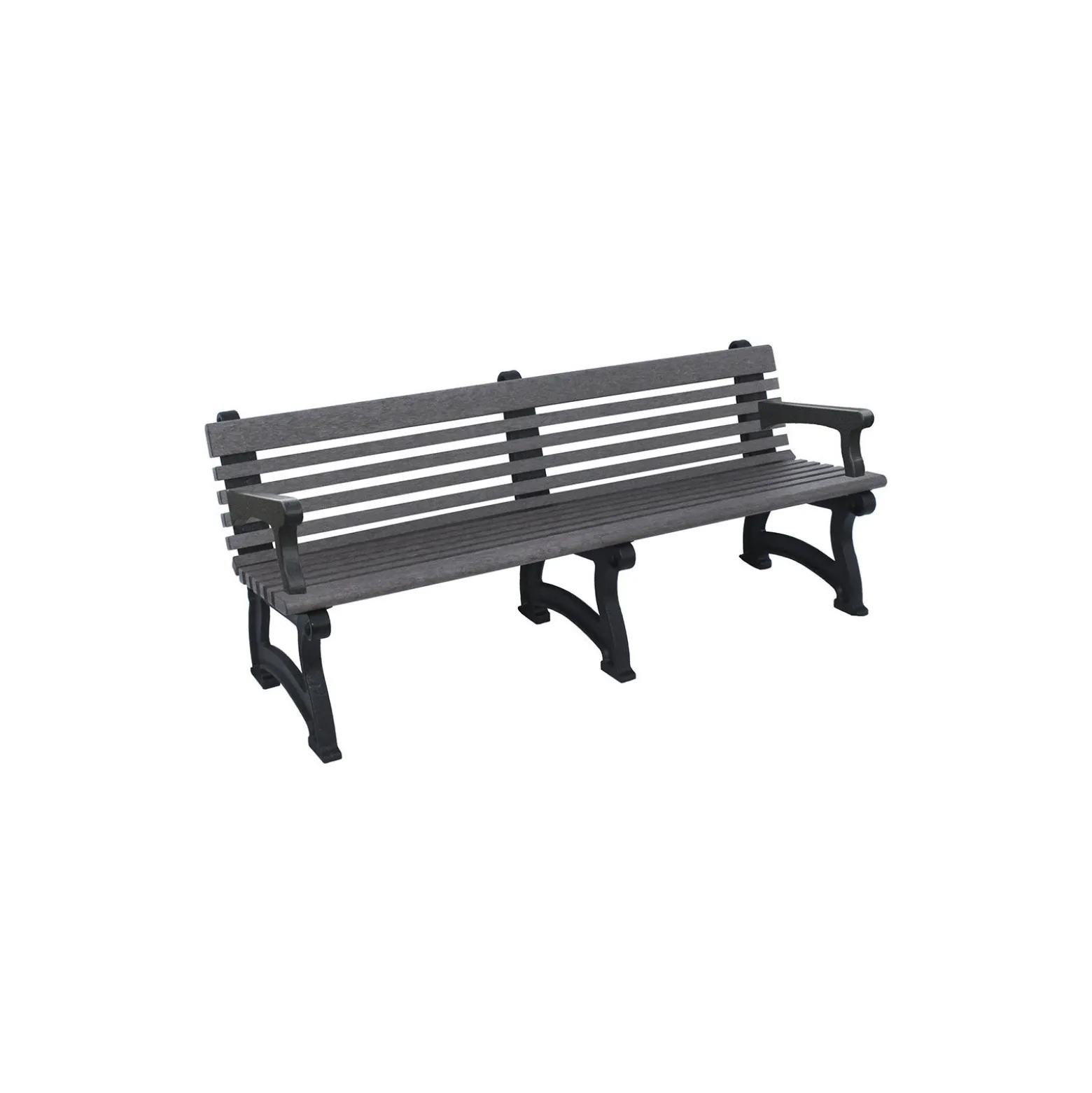 Recycled Plastic Outdoor Bench with Back and Arms - 72"W