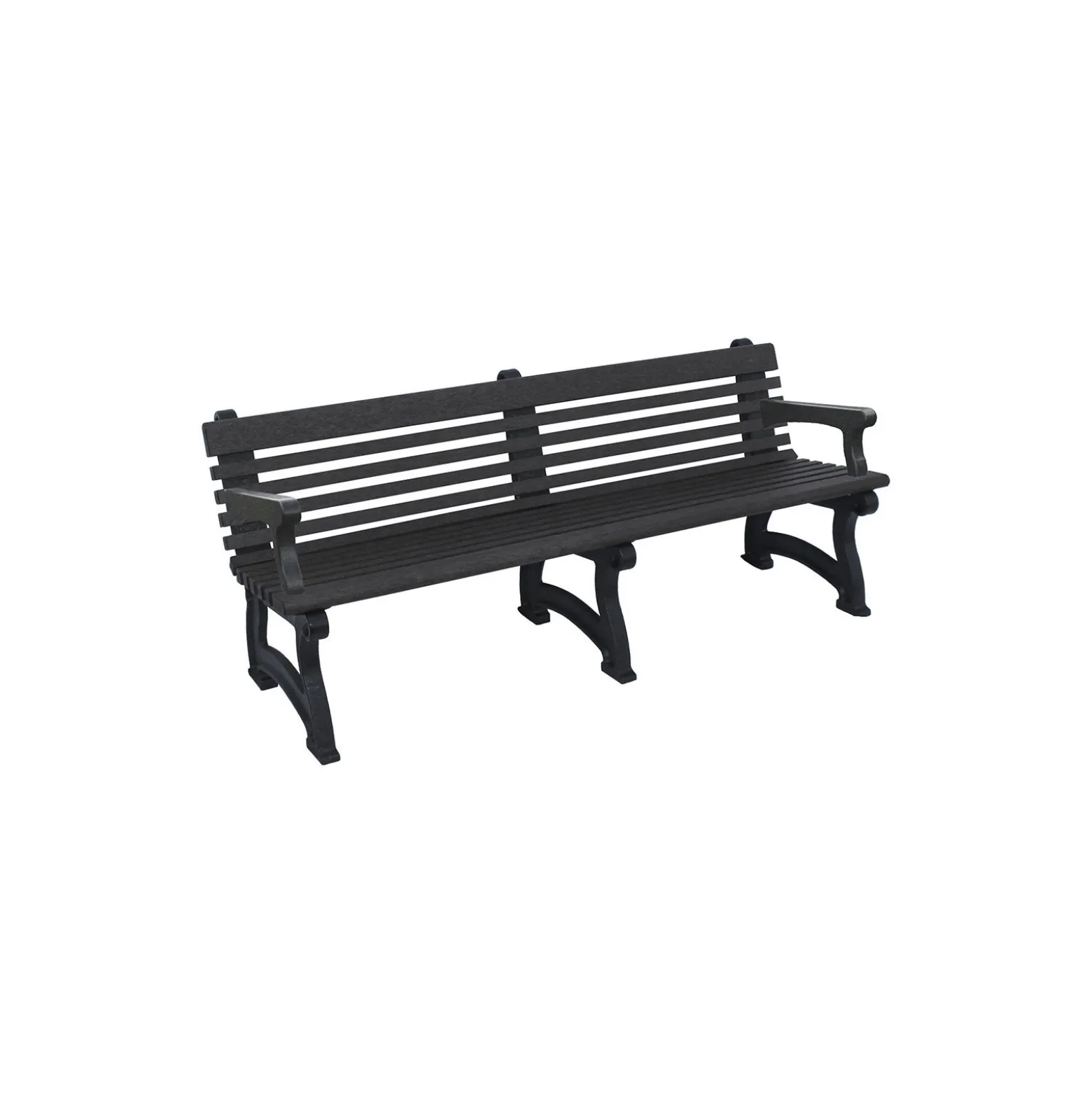Recycled Plastic Outdoor Bench with Back and Arms - 72"W