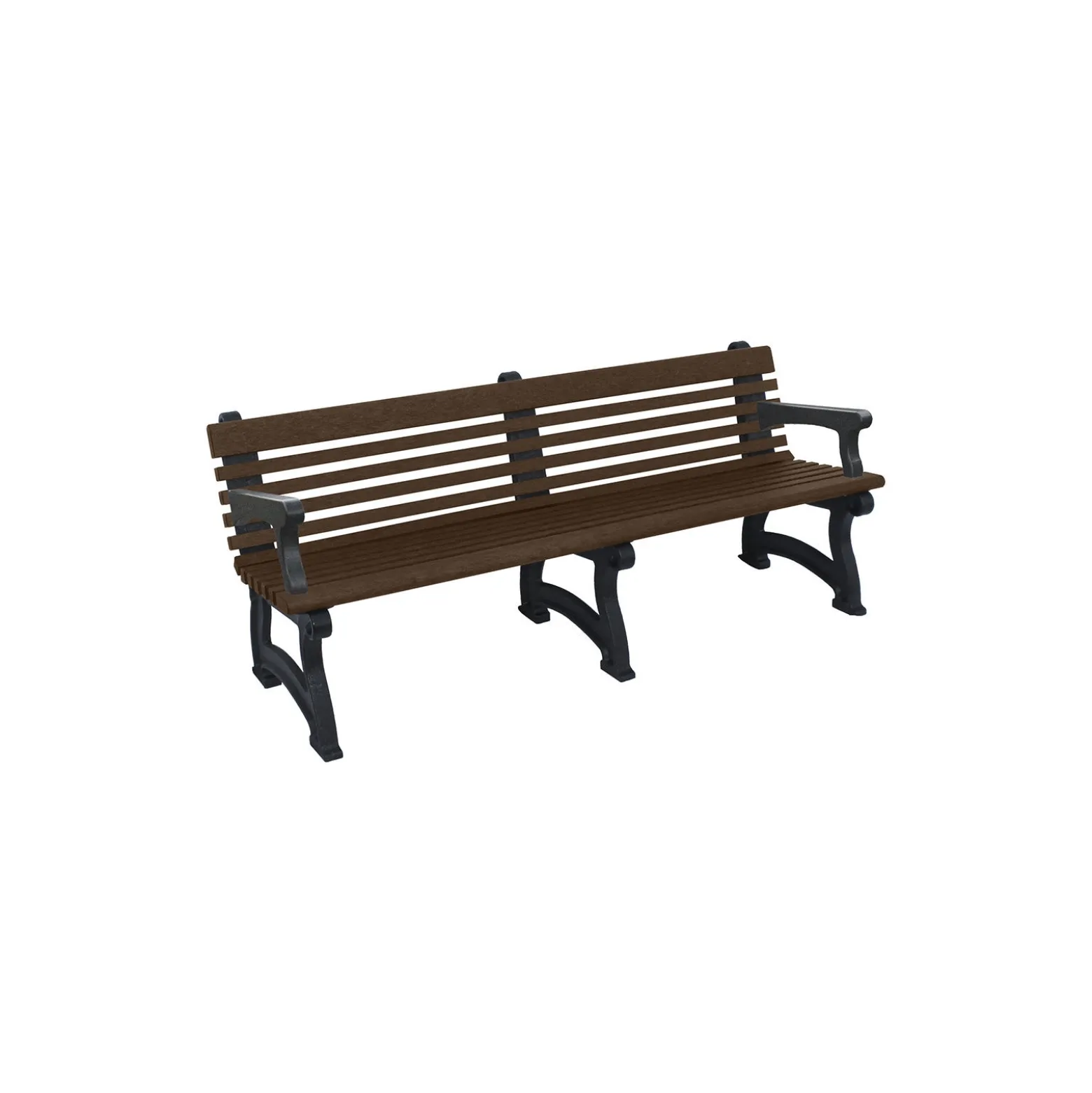 Recycled Plastic Outdoor Bench with Back and Arms - 72"W