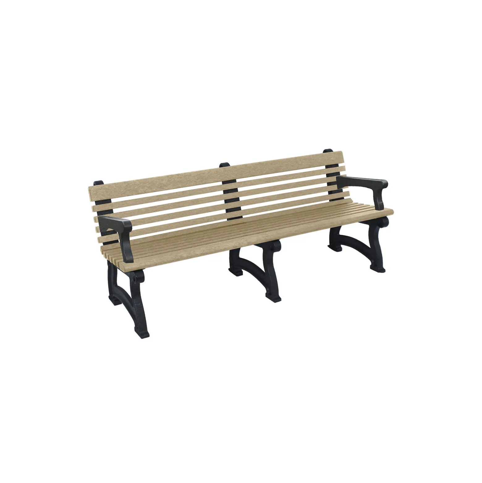 Recycled Plastic Outdoor Bench with Back and Arms - 72"W