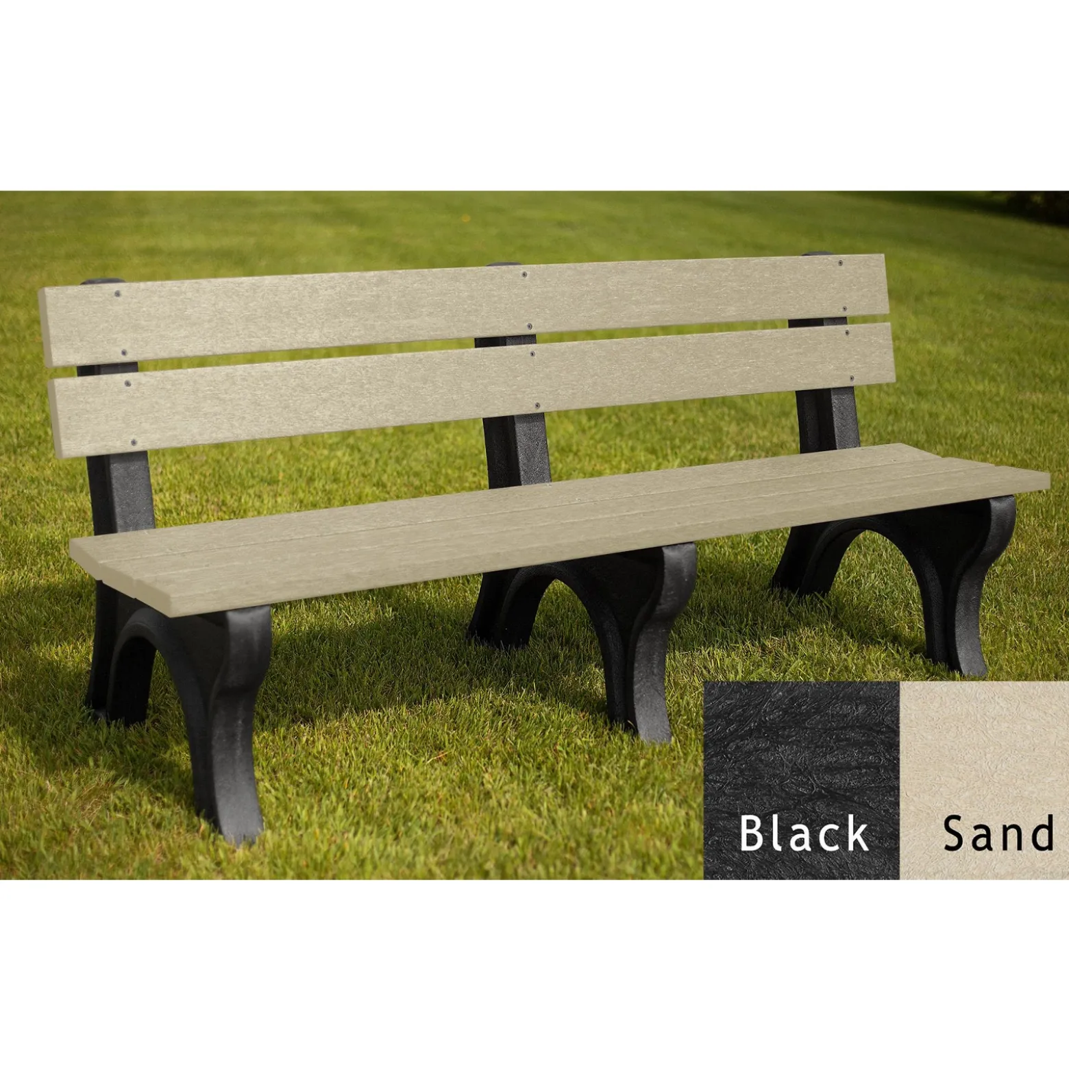 Recycled Plastic Outdoor Bench with Economizer Traditional Back 6'
