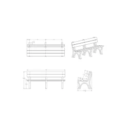 Recycled Plastic Outdoor Bench with Economizer Traditional Back 6'