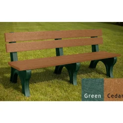 Recycled Plastic Outdoor Bench with Economizer Traditional Back 6'
