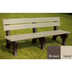 Recycled Plastic Outdoor Bench with Economizer Traditional Back 6'
