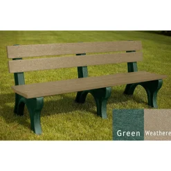 Recycled Plastic Outdoor Bench with Economizer Traditional Back 6'