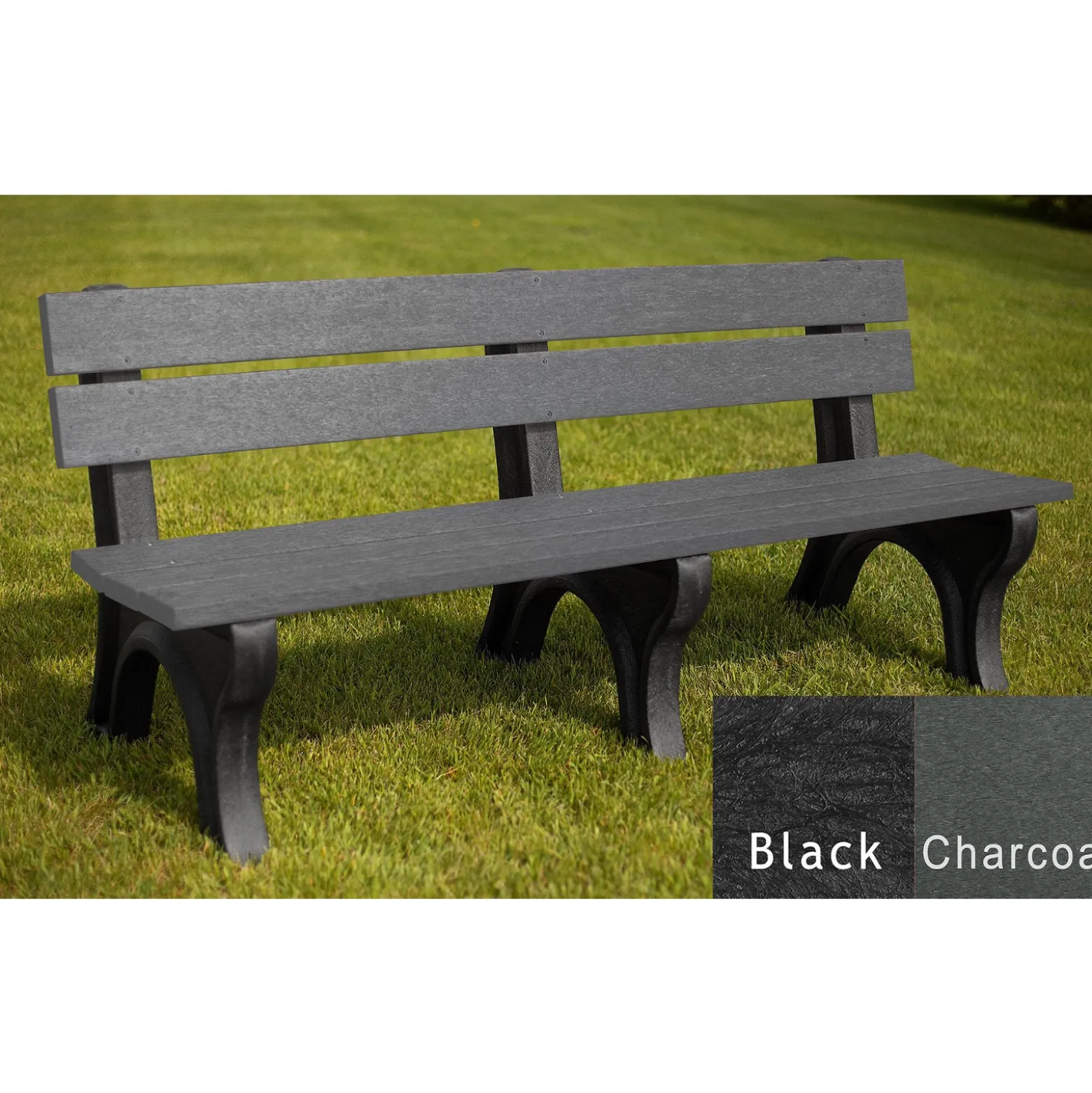 Recycled Plastic Outdoor Bench with Economizer Traditional Back 6'