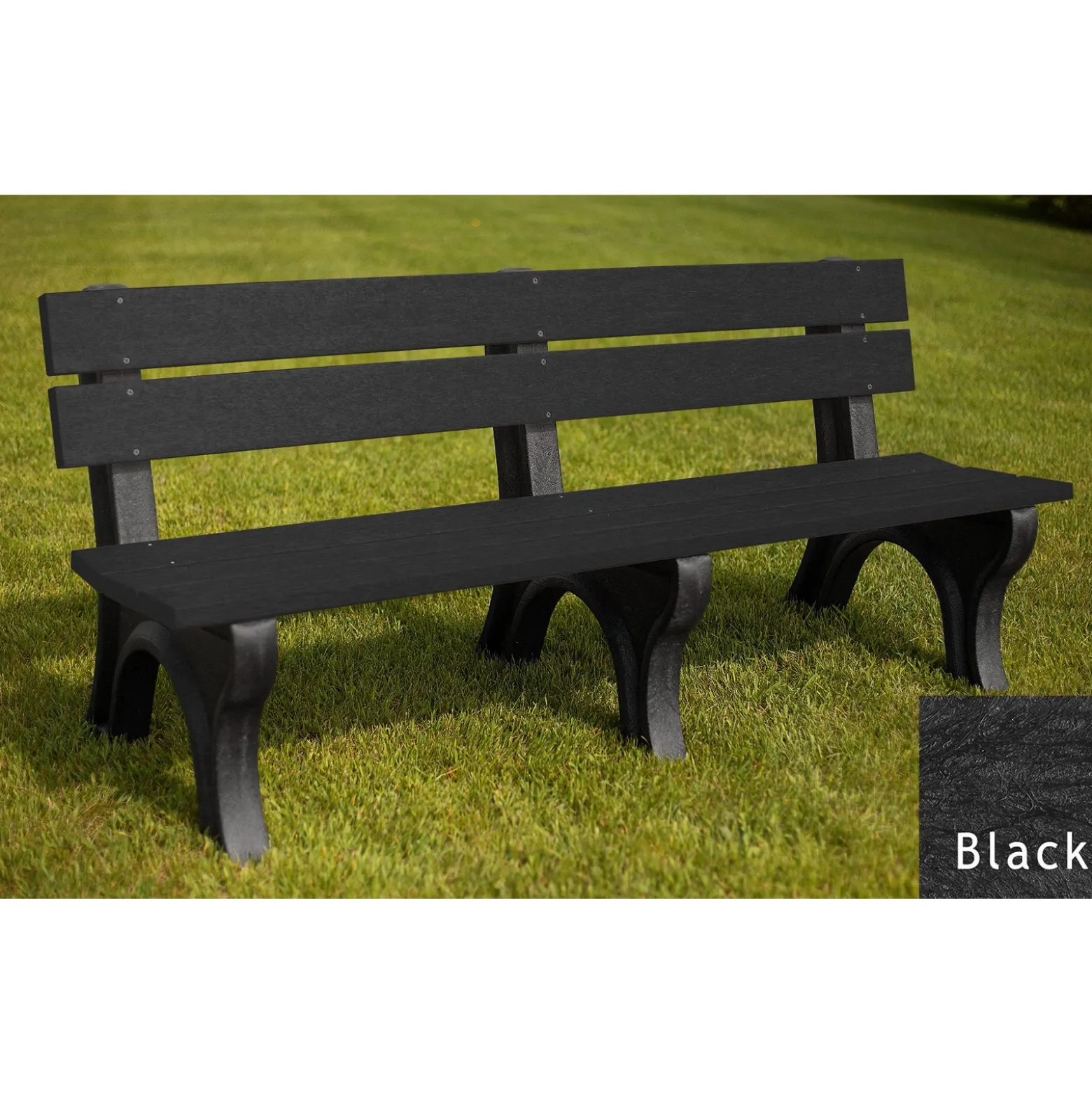 Recycled Plastic Outdoor Bench with Economizer Traditional Back 6'