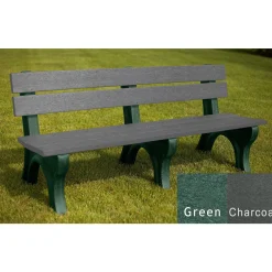 Recycled Plastic Outdoor Bench with Economizer Traditional Back 6'