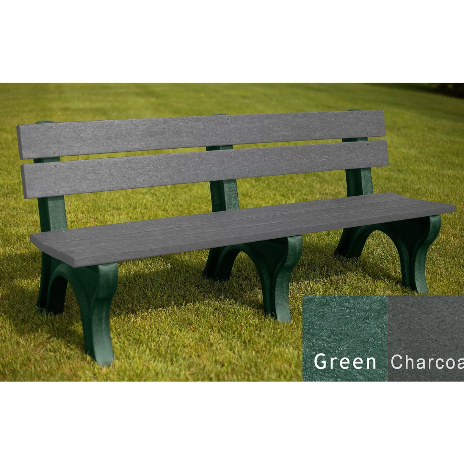Recycled Plastic Outdoor Bench with Economizer Traditional Back 6'