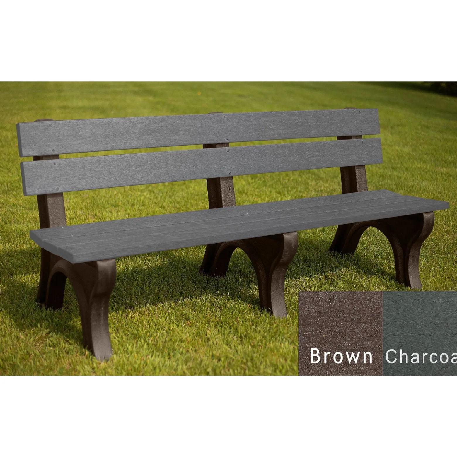 Recycled Plastic Outdoor Bench with Economizer Traditional Back 6'