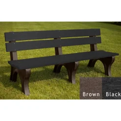 Recycled Plastic Outdoor Bench with Economizer Traditional Back 6'