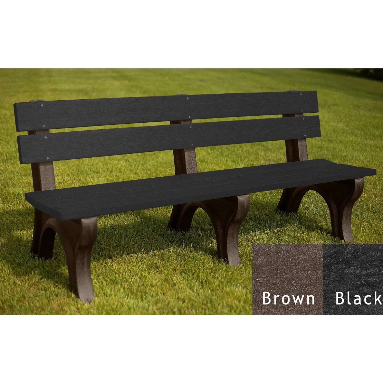 Recycled Plastic Outdoor Bench with Economizer Traditional Back 6'