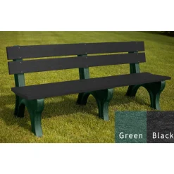 Recycled Plastic Outdoor Bench with Economizer Traditional Back 6'