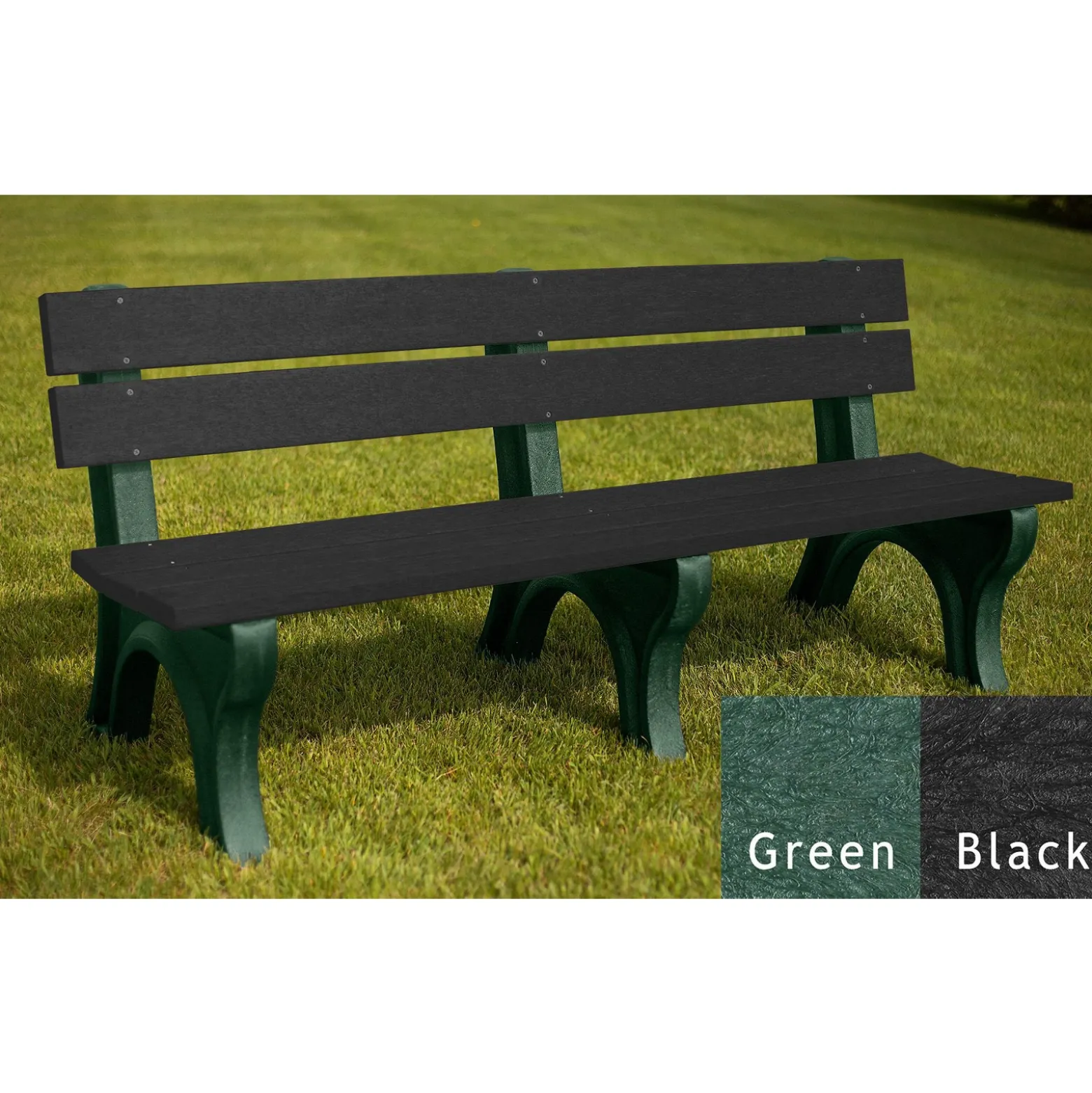 Recycled Plastic Outdoor Bench with Economizer Traditional Back 6'