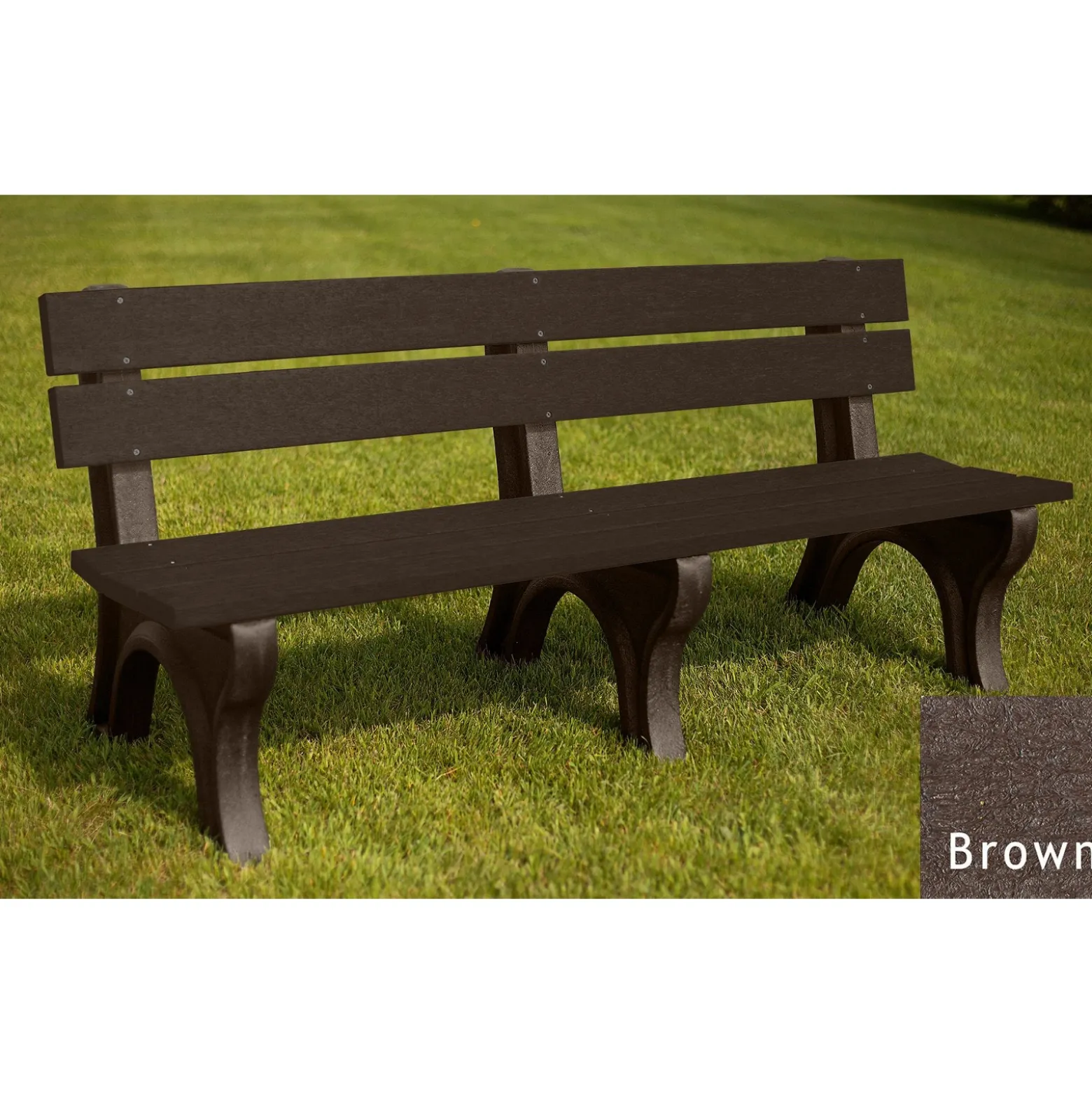 Recycled Plastic Outdoor Bench with Economizer Traditional Back 6'