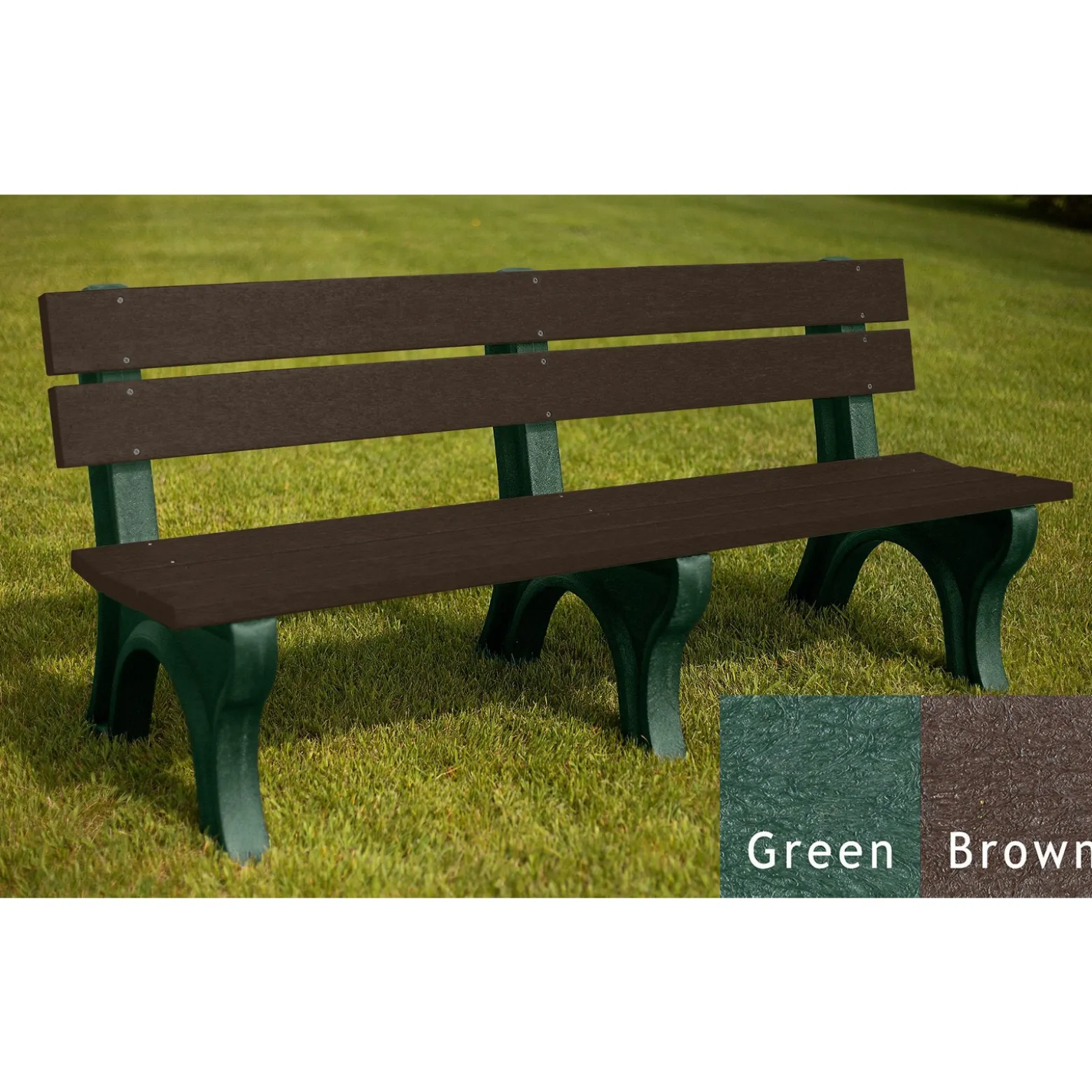 Recycled Plastic Outdoor Bench with Economizer Traditional Back 6'