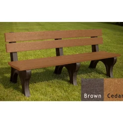 Recycled Plastic Outdoor Bench with Economizer Traditional Back 6'