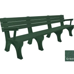 Recycled Plastic Outdoor Flat Bench with Arms - 8 Ft