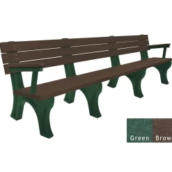 Recycled Plastic Outdoor Flat Bench with Arms - 8 Ft