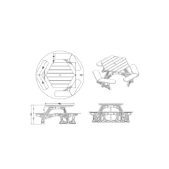 Recycled Plastic Standard Plaza Hexagonal Picnic Table