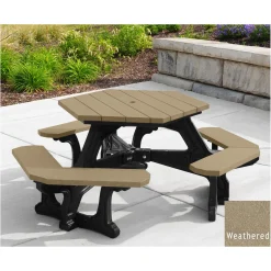 Recycled Plastic Standard Plaza Hexagonal Picnic Table