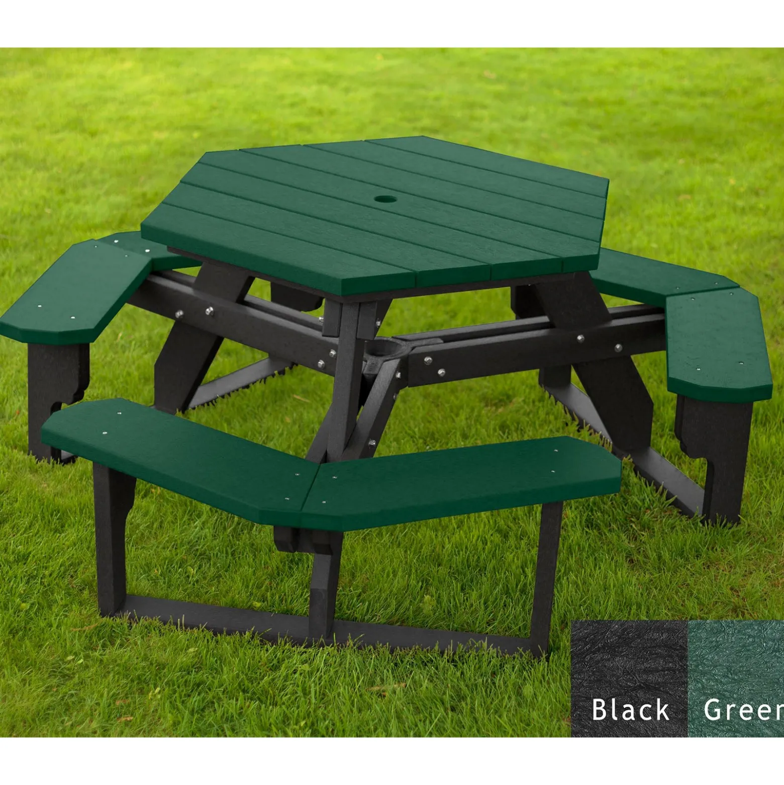 Recycled Plastic Standard Open Hexagonal Picnic Table