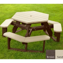 Recycled Plastic Standard Open Hexagonal Picnic Table
