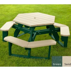 Recycled Plastic Standard Open Hexagonal Picnic Table
