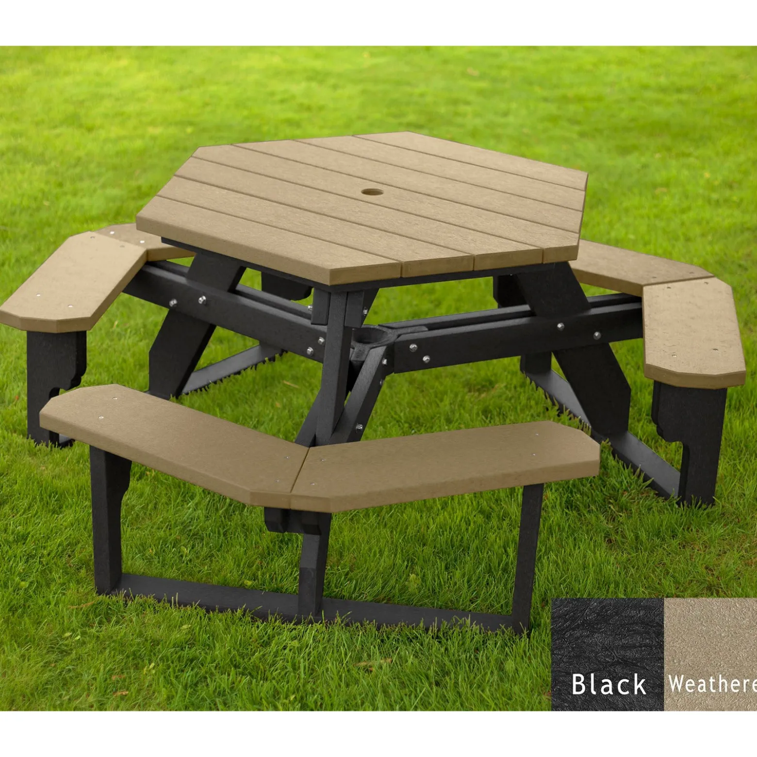 Recycled Plastic Standard Open Hexagonal Picnic Table