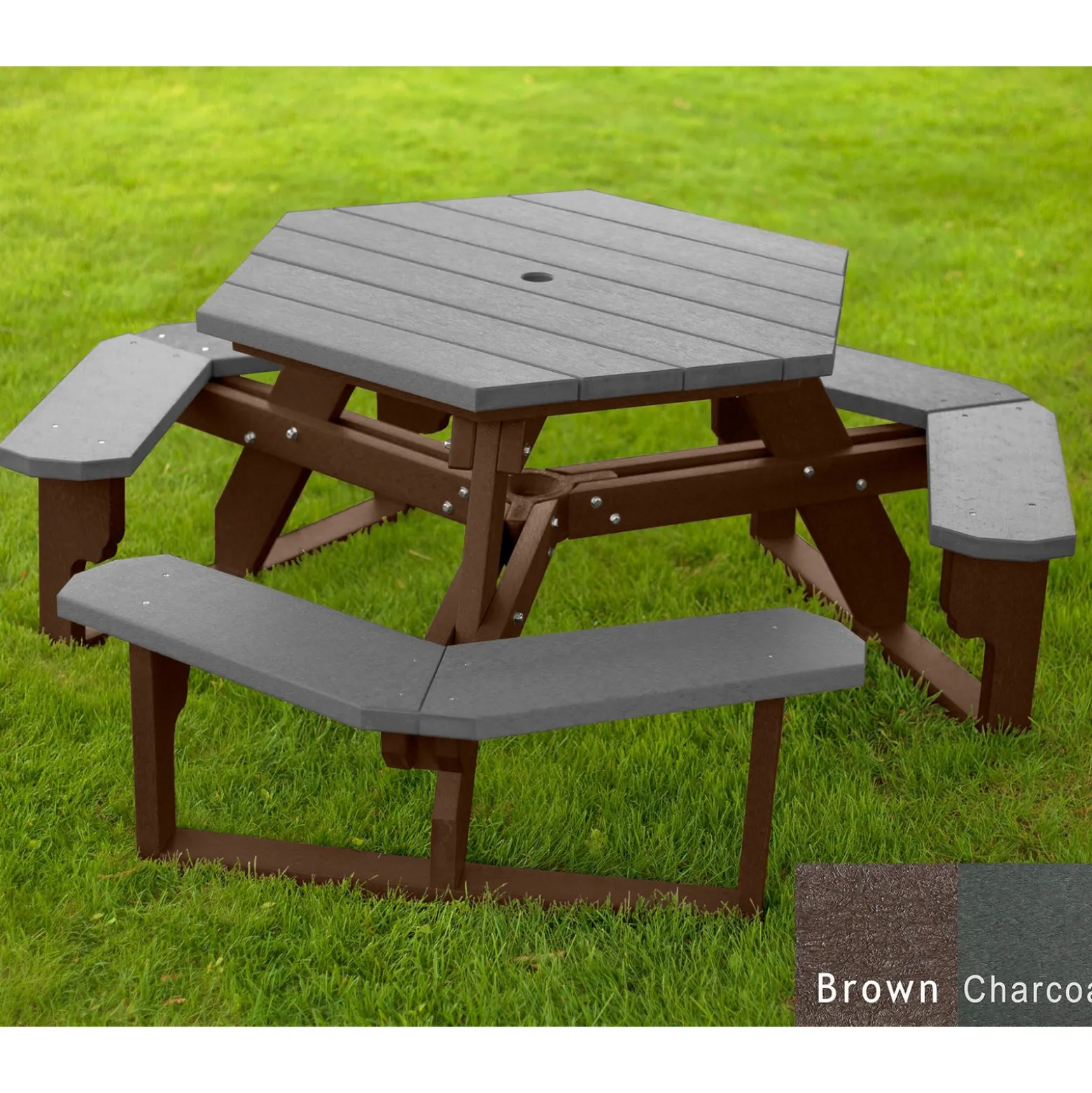 Recycled Plastic Standard Open Hexagonal Picnic Table