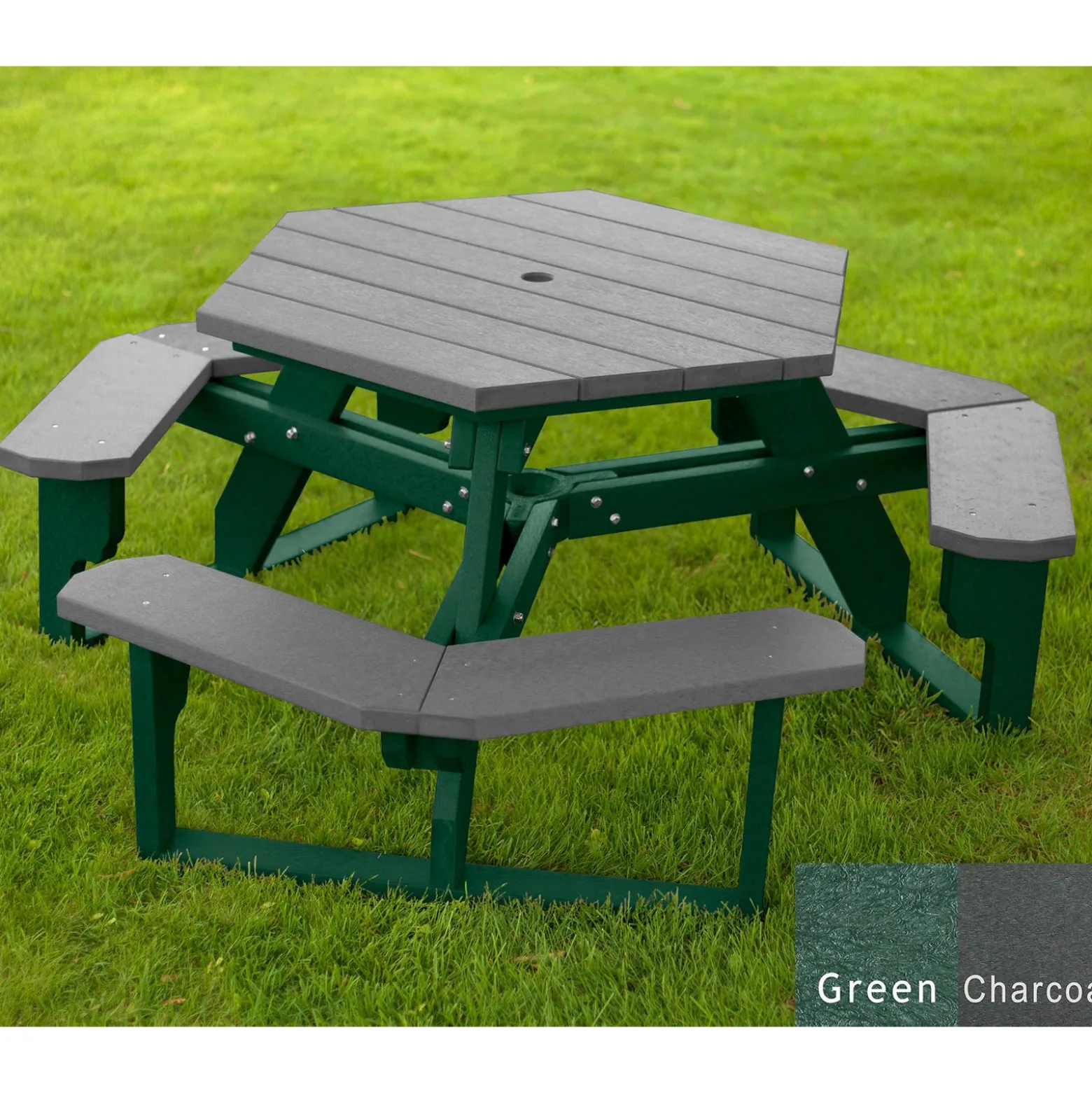 Recycled Plastic Standard Open Hexagonal Picnic Table